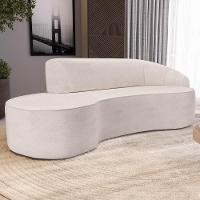 Sofá Living 3 Lugares 230cm Braço Direito Mozart D06 Linho Cru - Mpozenato - 3