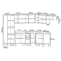 Armário De Cozinha Modulada De Canto 8 Peças Cp02 Balcão Com Tampo Preto/cinza - Lumil