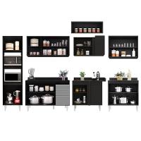 Armário De Cozinha Modulada De Canto 8 Peças Cp02 Balcão Com Tampo Preto/cinza - Lumil - 5