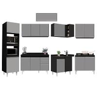 Armário De Cozinha Modulada De Canto 8 Peças Cp02 Balcão Com Tampo Preto/cinza - Lumil - 6
