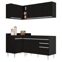 Armário De Cozinha Modulado De Canto Direito 4 Peças Cp37 Balcão Sem Tampo Preto - Lumil - 1