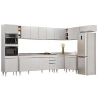 Armário De Cozinha Modulada De Canto 9 Peças Cp06 Balcão Com Pia Inox Branco - Lumil - 1