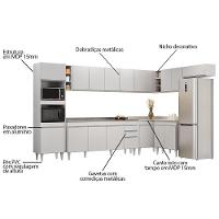 Armário De Cozinha Modulada De Canto 9 Peças Cp06 Balcão Com Pia Inox Branco - Lumil - 3