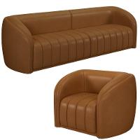 Sofá Decorativo 3 Lugares 292cm E Poltrona Meris M22 Sintético Caramelo - Mpozenato - 1