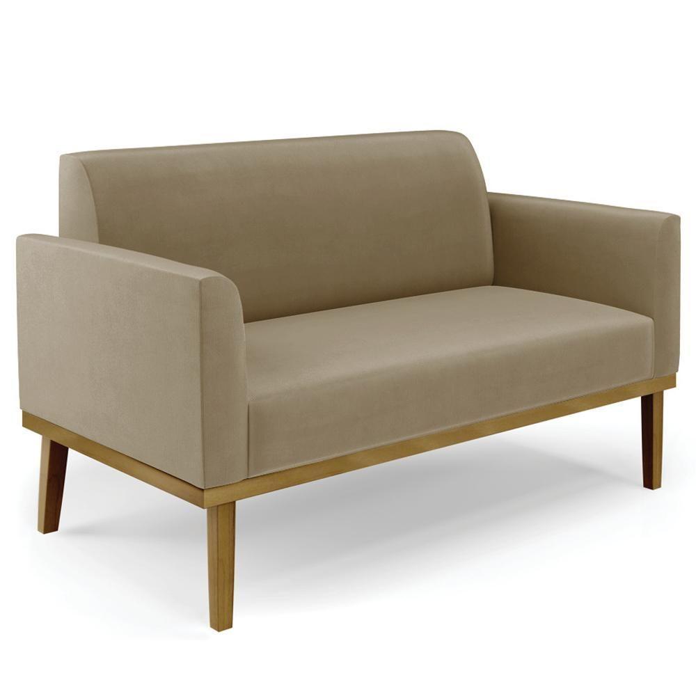 Sofá Namoradeira E 1 Poltrona Base Madeira Castanho Maressa Suede Marrom Rt - Ibiza - 4