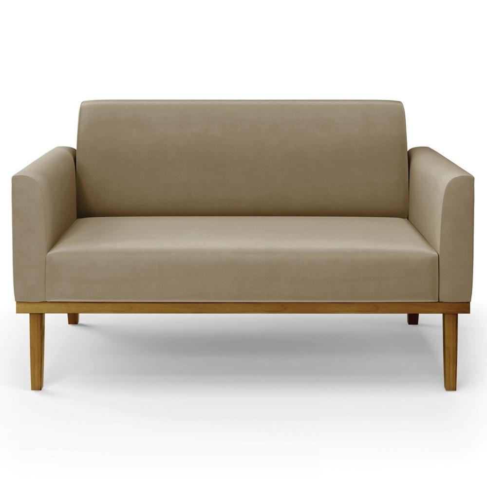 Sofá Namoradeira E 1 Poltrona Base Madeira Castanho Maressa Suede Marrom Rt - Ibiza - 6