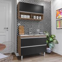 Armário De Cozinha Com Nicho Cp01 E Pia 100cm Z34 Freijó/preto - Mpozenato - 2