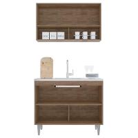 Armário De Cozinha Com Nicho Cp01 E Pia 100cm Z34 Freijó/preto - Mpozenato - 5