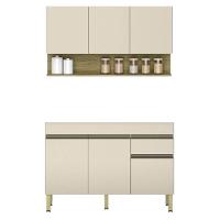 Armário De Cozinha Com Balcão Sem Tampo 120cm Lina Z06 Vanilla/freijó - Mpozenato - 1