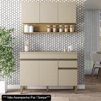 Armário De Cozinha Com Balcão Sem Tampo 120cm Lina Z06 Vanilla/freijó - Mpozenato - 2