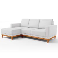 Sofá 3 Lugares 200cm Living Com Chaise Esquerdo Sala De Estar Kayrós D05 Sintético Branco - Mpozenato - 1