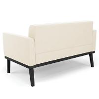 Sofá Namoradeira E 2 Poltronas Base Madeira Preto Ana Veludo Bege - Ibiza - 9