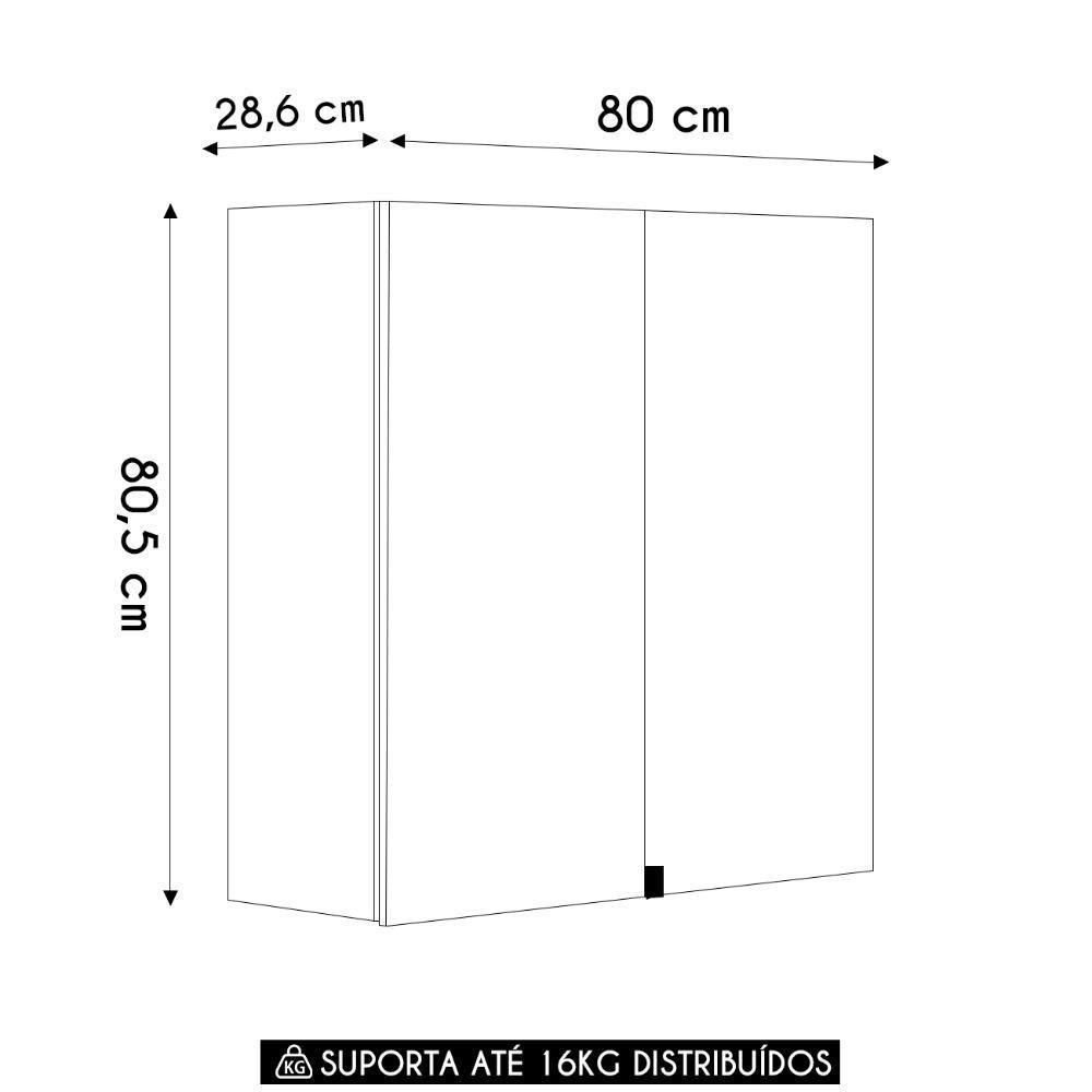 Armário De Cozinha Aéreo 80cm 2 Portas Minsk Z06 Freijó/soft - Mpozenato - 2