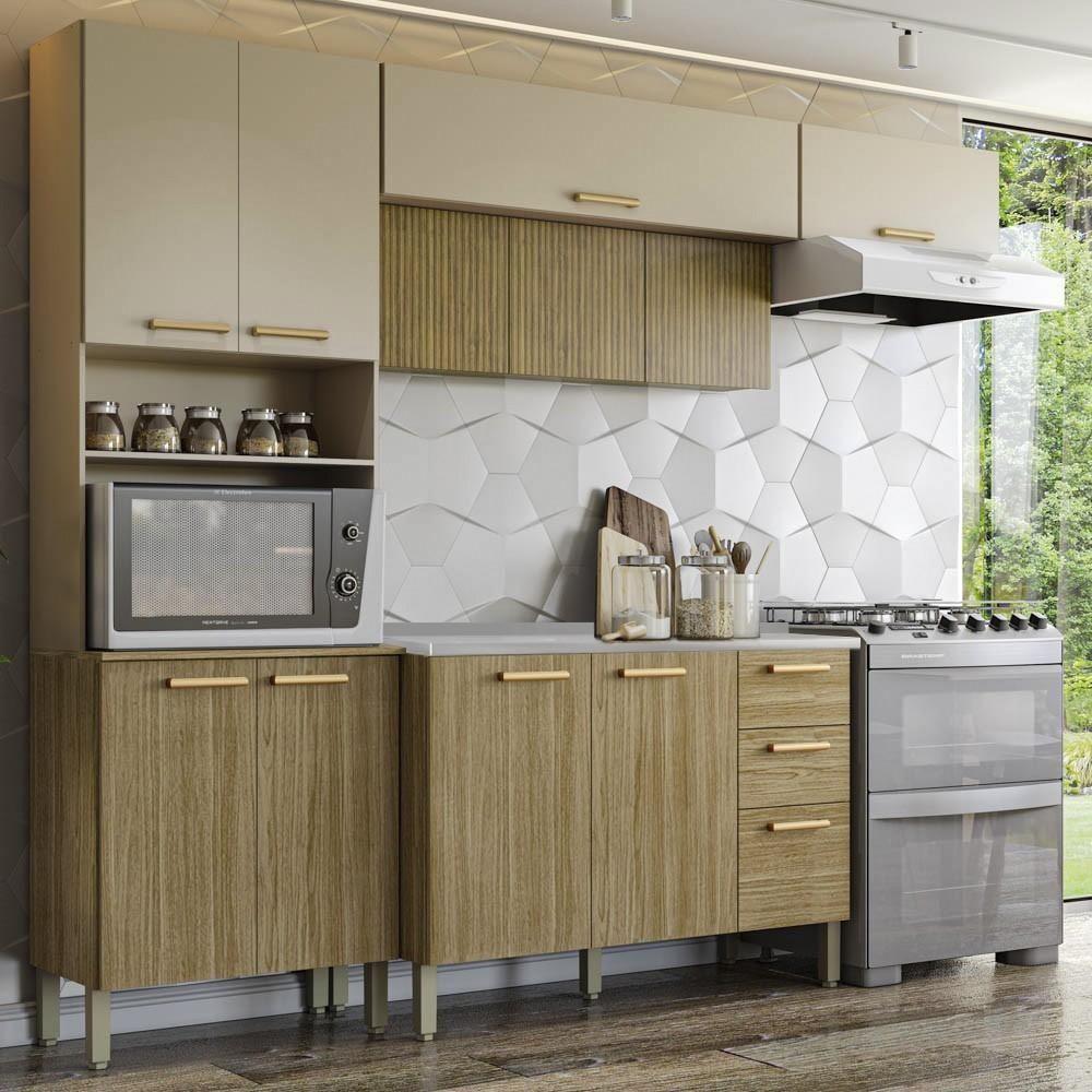 Armário De Cozinha 5 Peças Urban02 Balcão Com Pia 120cm Z06 Freijó/vanilla - Mpozenato - 2