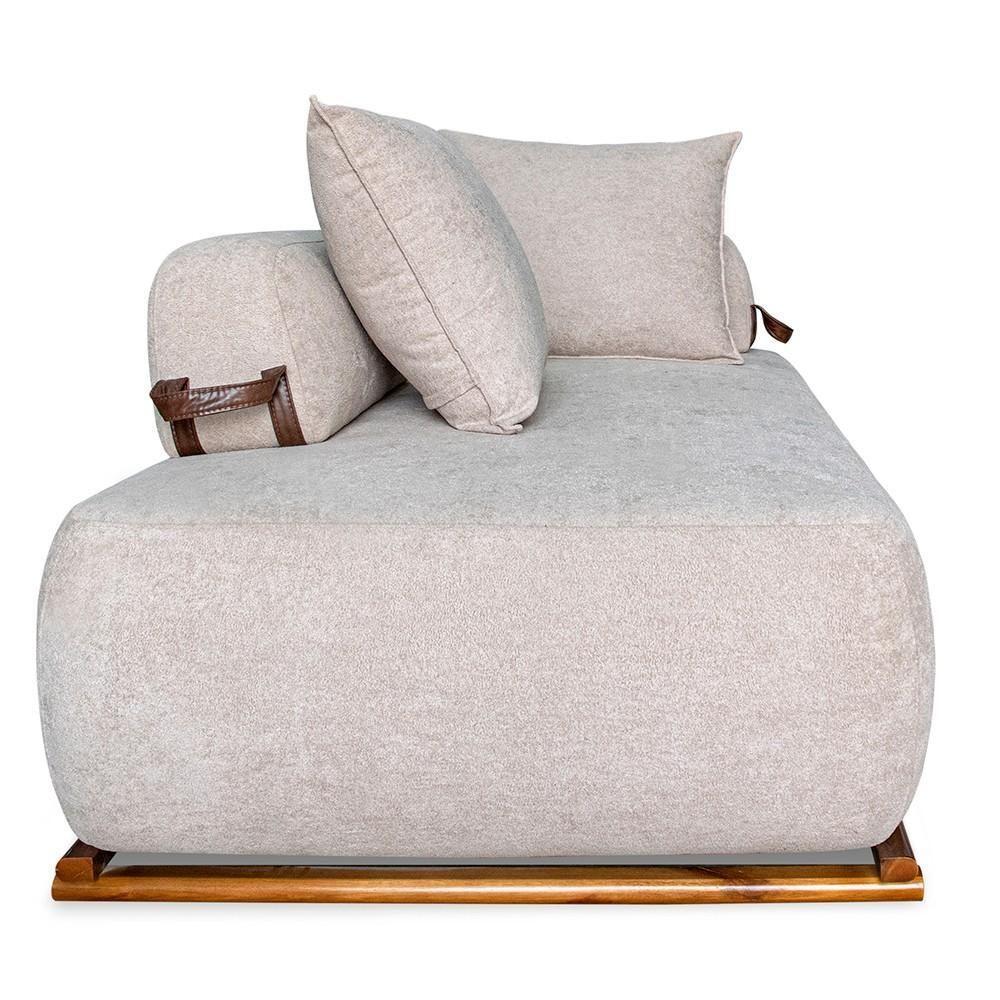 Sofá 2 Lugares 160cm Ilha Base Madeira Viero S06 Boucle Bege - Mpozenato - 8