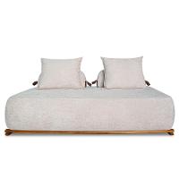 Sofá 2 Lugares 160cm Ilha Base Madeira Viero S06 Boucle Bege - Mpozenato - 1