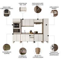 Armário De Cozinha 6 Peças Com Pia 120cm Jessy N03 Carvalho/off - Mpozenato - 3