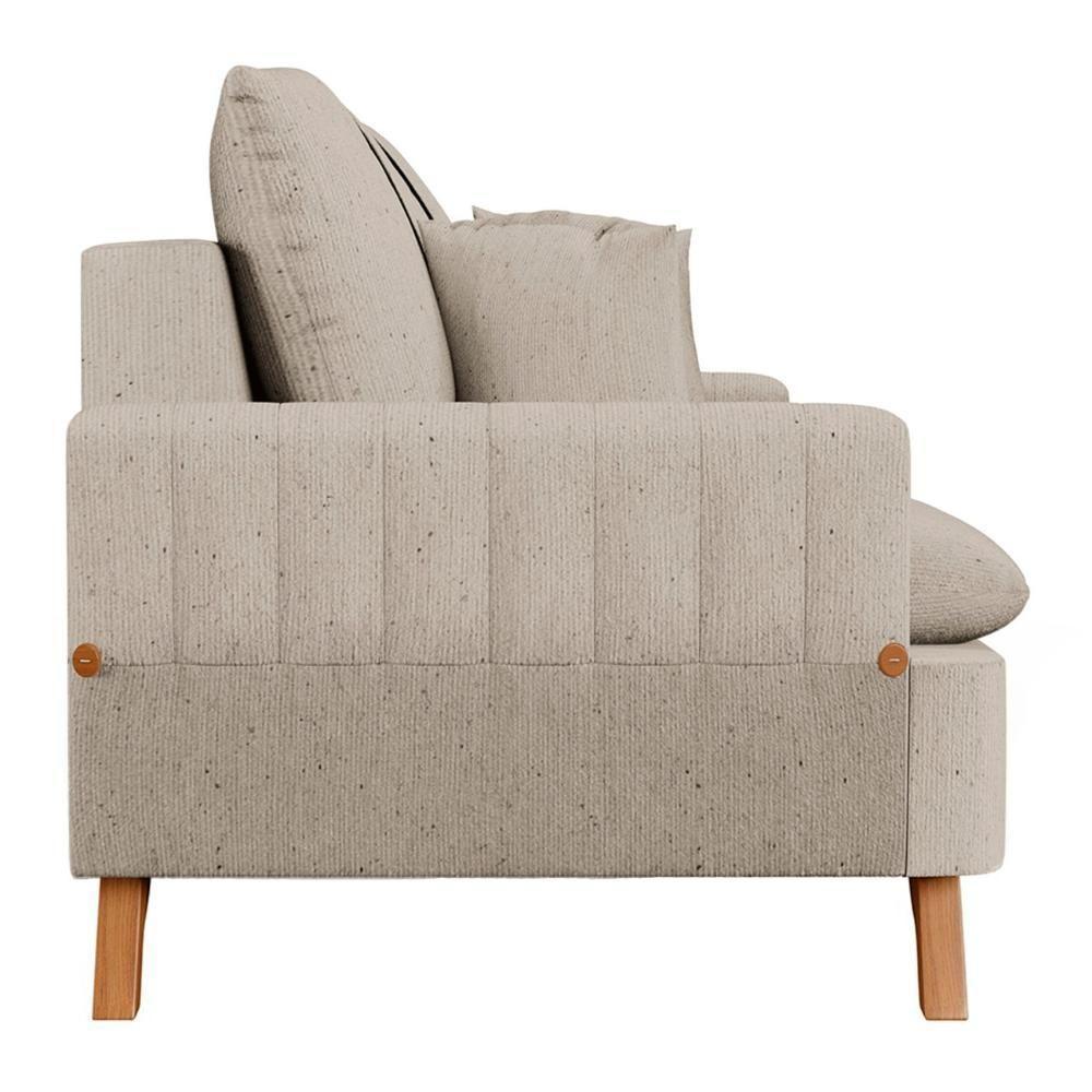 Sofá 160cm 2 Lugares Com Almofadas Pés Curvos Veras Linho D05 Bege - Mpozenato - 6