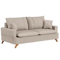 Sofá 160cm 2 Lugares Com Almofadas Pés Curvos Veras Linho D05 Bege - Mpozenato - 1