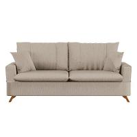 Sofá 160cm 2 Lugares Com Almofadas Pés Curvos Veras Linho D05 Bege - Mpozenato - 5