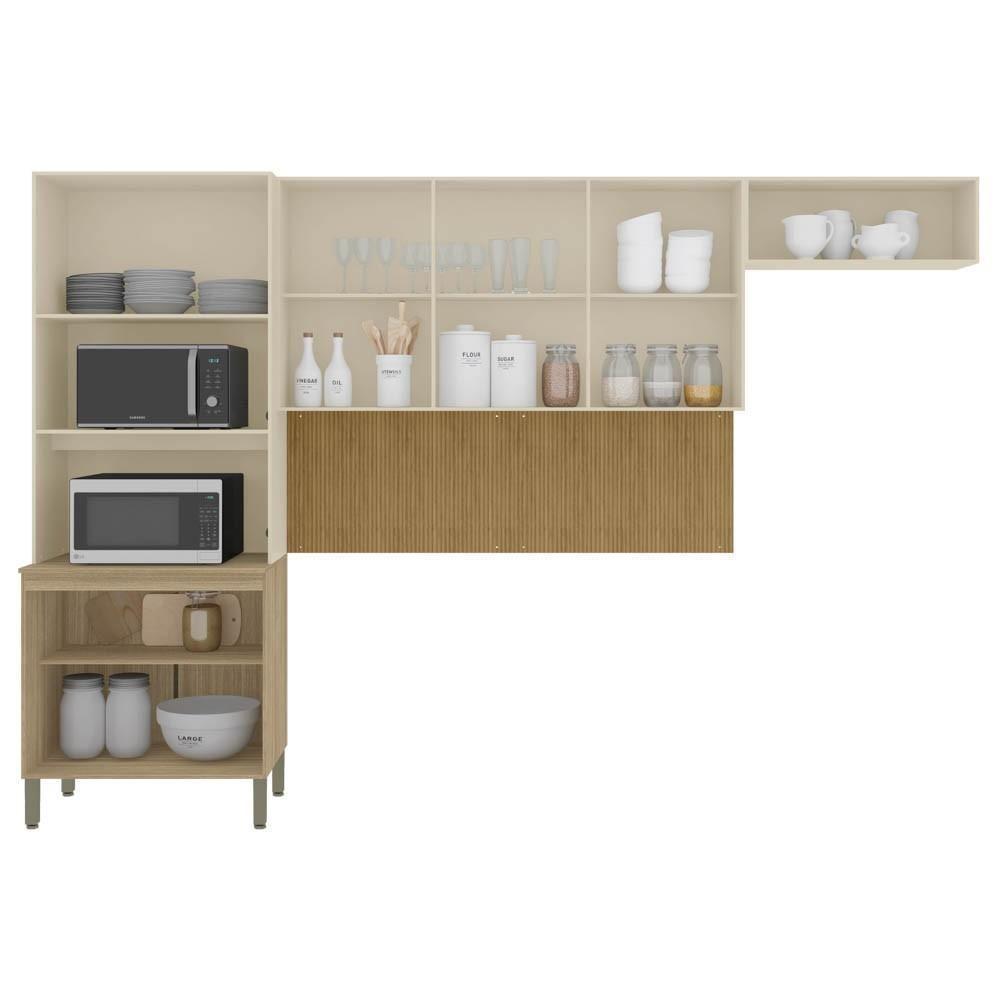 Armário De Cozinha Modulada 3 Peças Charm01 Z06 Freijó/vanilla - Mpozenato - 3