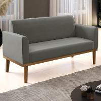 Sofá Namoradeira Base Madeira Castanho Maressa Suede Grafite - Ibiza - 2