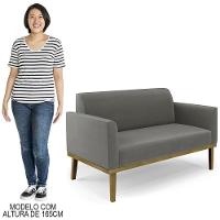 Sofá Namoradeira Base Madeira Castanho Maressa Suede Grafite - Ibiza - 8