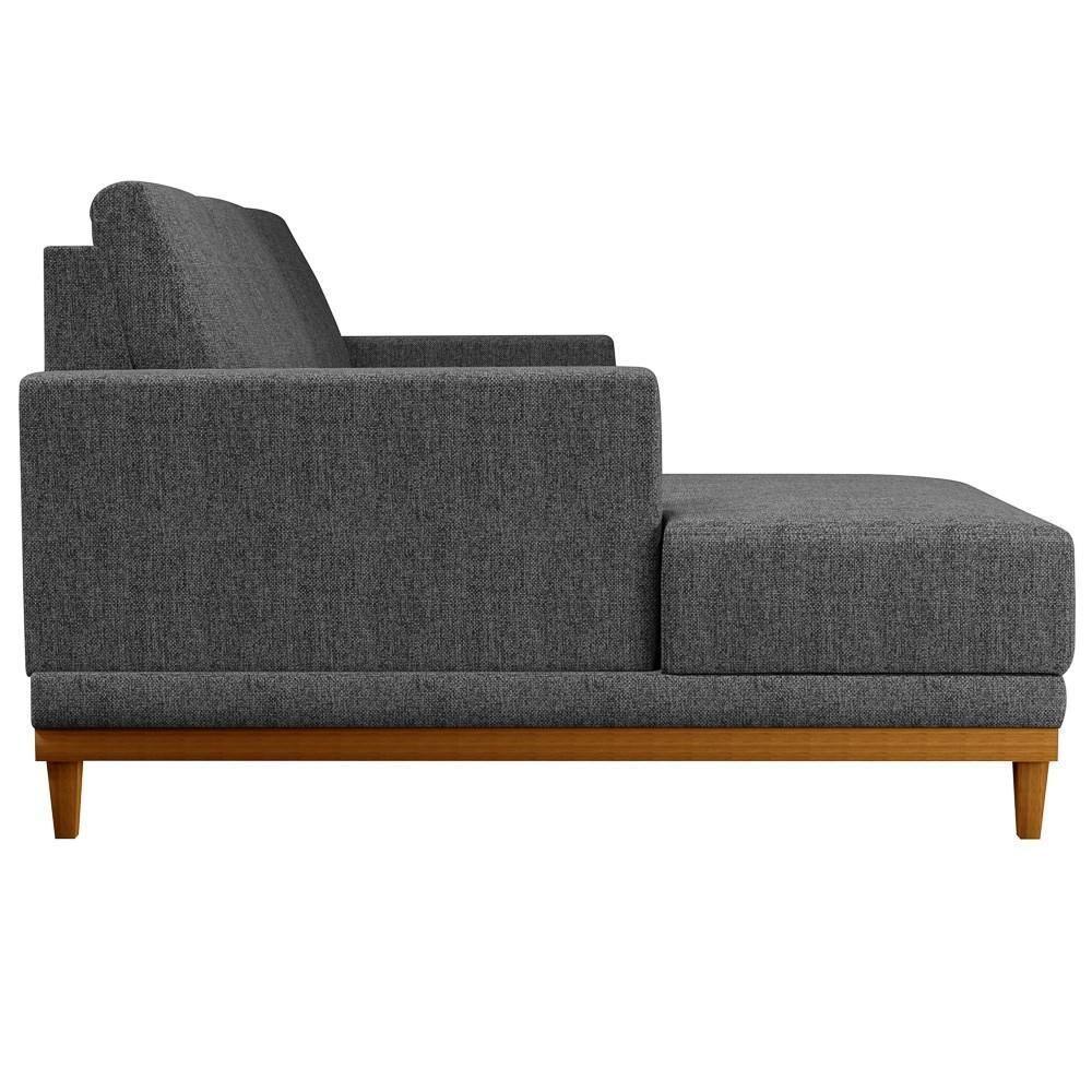 Sofá Living 200cm 3 Lugares Com Chaise Esquerdo Kayrós D05 Linho Chumbo - Mpozenato - 3