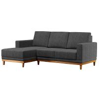 Sofá Living 200cm 3 Lugares Com Chaise Esquerdo Kayrós D05 Linho Chumbo - Mpozenato - 1