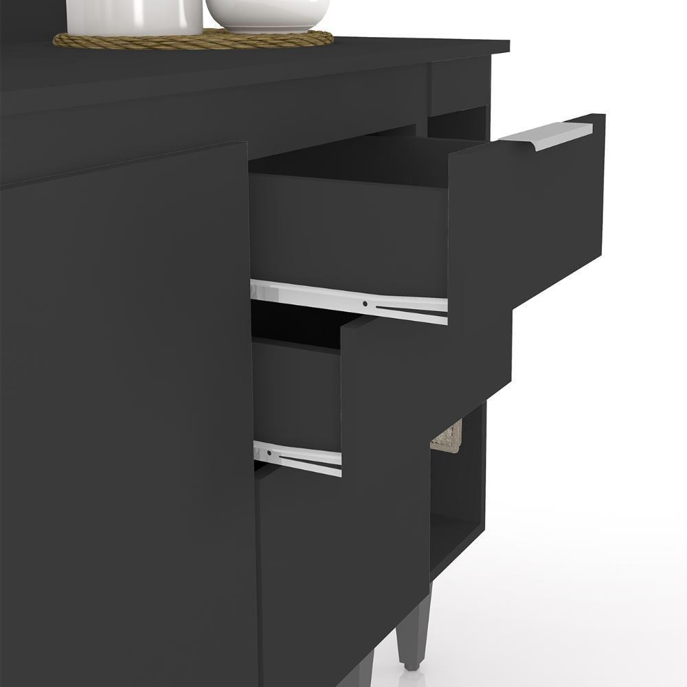 Armário De Cozinha Com Tampo Cp08 140cm Pérola Preto Z34 - Mpozenato - 6