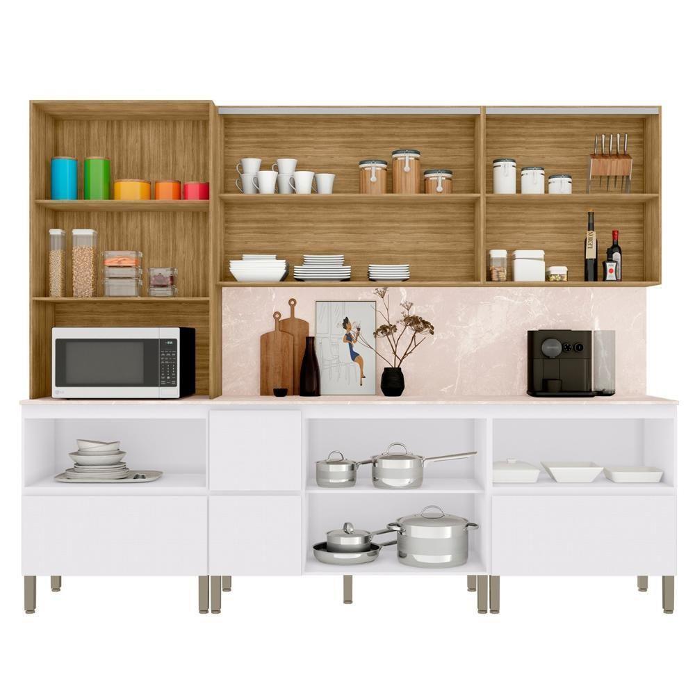 Armário De Cozinha Cp03 Com Tampo 120cm Minsk Z06 Branco/soft - Mpozenato - 5