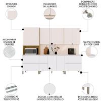 Armário De Cozinha Cp03 Com Tampo 120cm Minsk Z06 Branco/soft - Mpozenato - 3