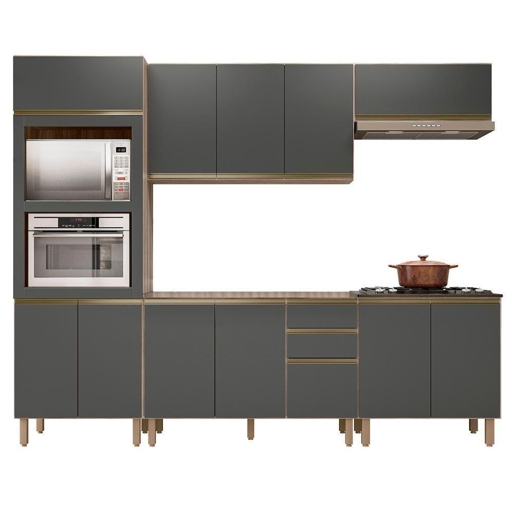 Armário De Cozinha 5 Peças Sem Tampo Jany N03 Carvalho/grafite - Mpozenato - 1