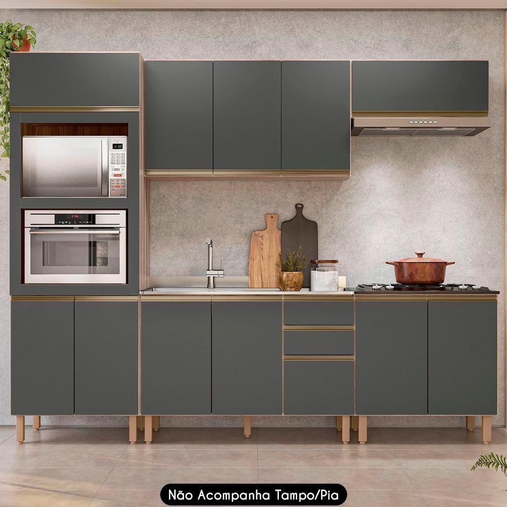 Armário De Cozinha 5 Peças Sem Tampo Jany N03 Carvalho/grafite - Mpozenato - 2