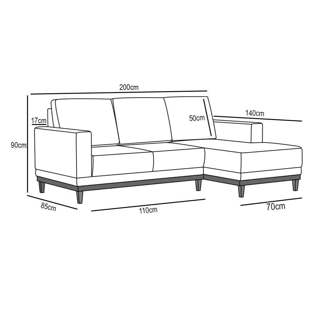 Sofá Living 200cm 3 Lugares Com Chaise Direito Kayrós D05 Boucle Bege - Mpozenato - 4