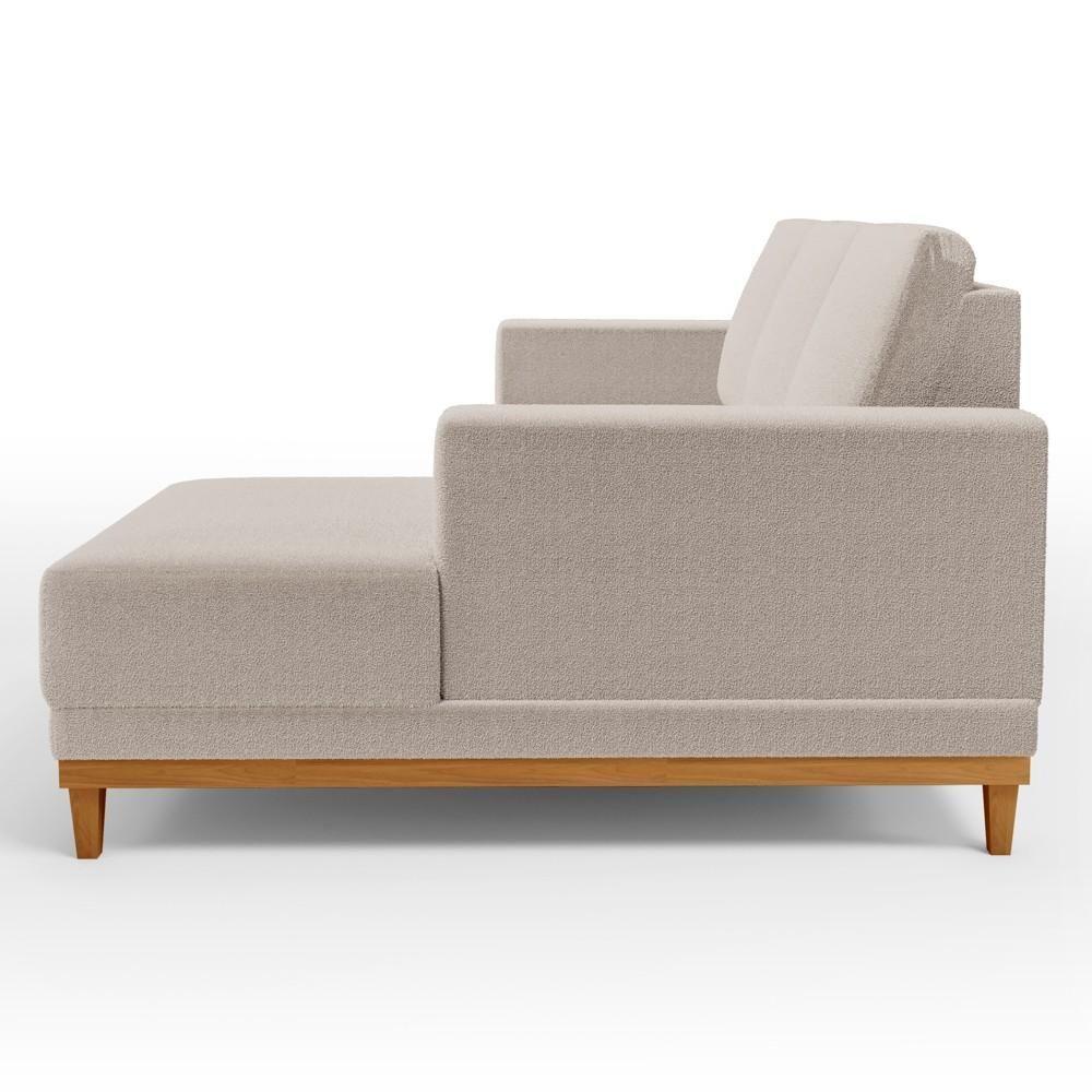 Sofá Living 200cm 3 Lugares Com Chaise Direito Kayrós D05 Boucle Bege - Mpozenato - 5