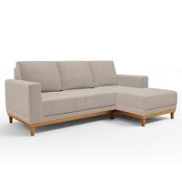 Sofá Living 200cm 3 Lugares Com Chaise Direito Kayrós D05 Boucle Bege - Mpozenato - 1