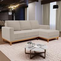 Sofá Living 200cm 3 Lugares Com Chaise Direito Kayrós D05 Boucle Bege - Mpozenato - 2