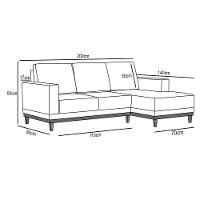 Sofá Living 200cm 3 Lugares Com Chaise Direito Kayrós D05 Boucle Bege - Mpozenato