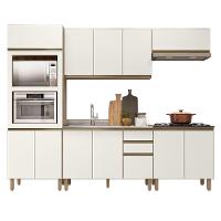 Armário De Cozinha 5 Peças Com Pia 120cm Jany N03 Carvalho/off - Mpozenato - 1