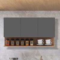 Armário De Cozinha Aéreo 118cm 3 Portas Duda Z34 Grafite/freijó - Mpozenato - 2