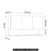 Armário De Cozinha Aéreo 118cm 3 Portas Duda Z34 Grafite/freijó - Mpozenato