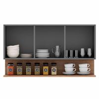 Armário De Cozinha Aéreo 118cm 3 Portas Duda Z34 Grafite/freijó - Mpozenato - 5