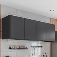 Armário De Cozinha Aéreo 118cm 4 Portas Monna Grafite Z34 - Mpozenato - 3