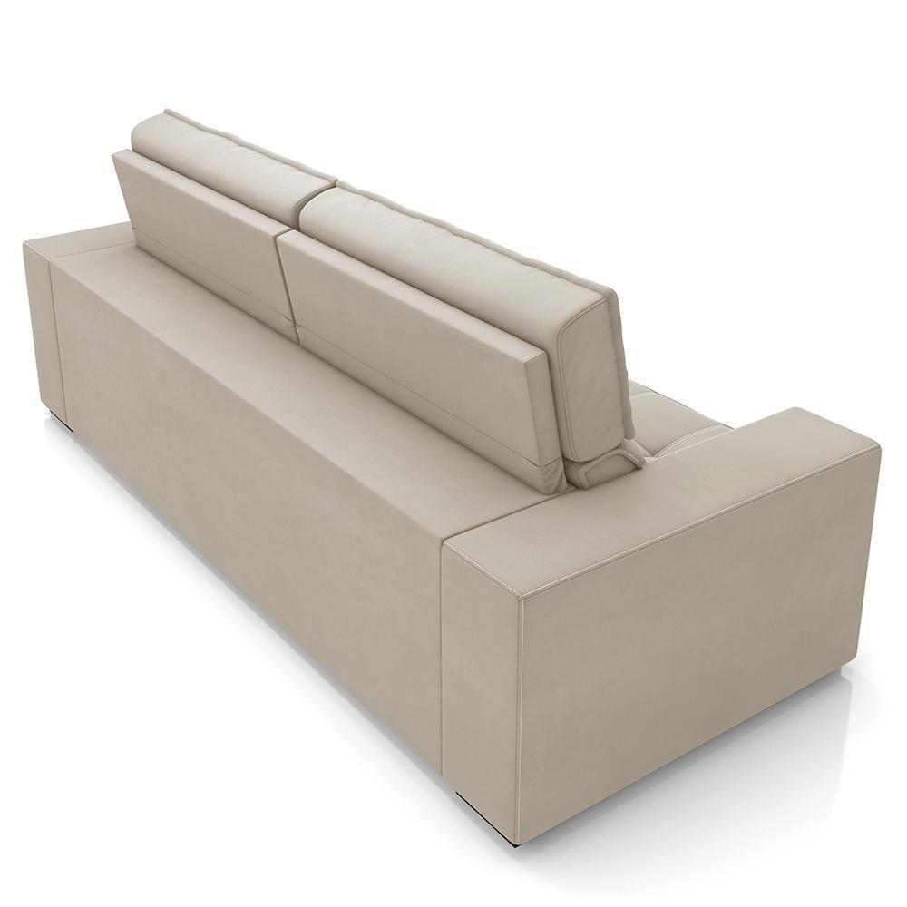 Sofá Retrátil Reclinável 3 Lugares 246cm Vick M22 Suede Bege - Mpozenato - 4