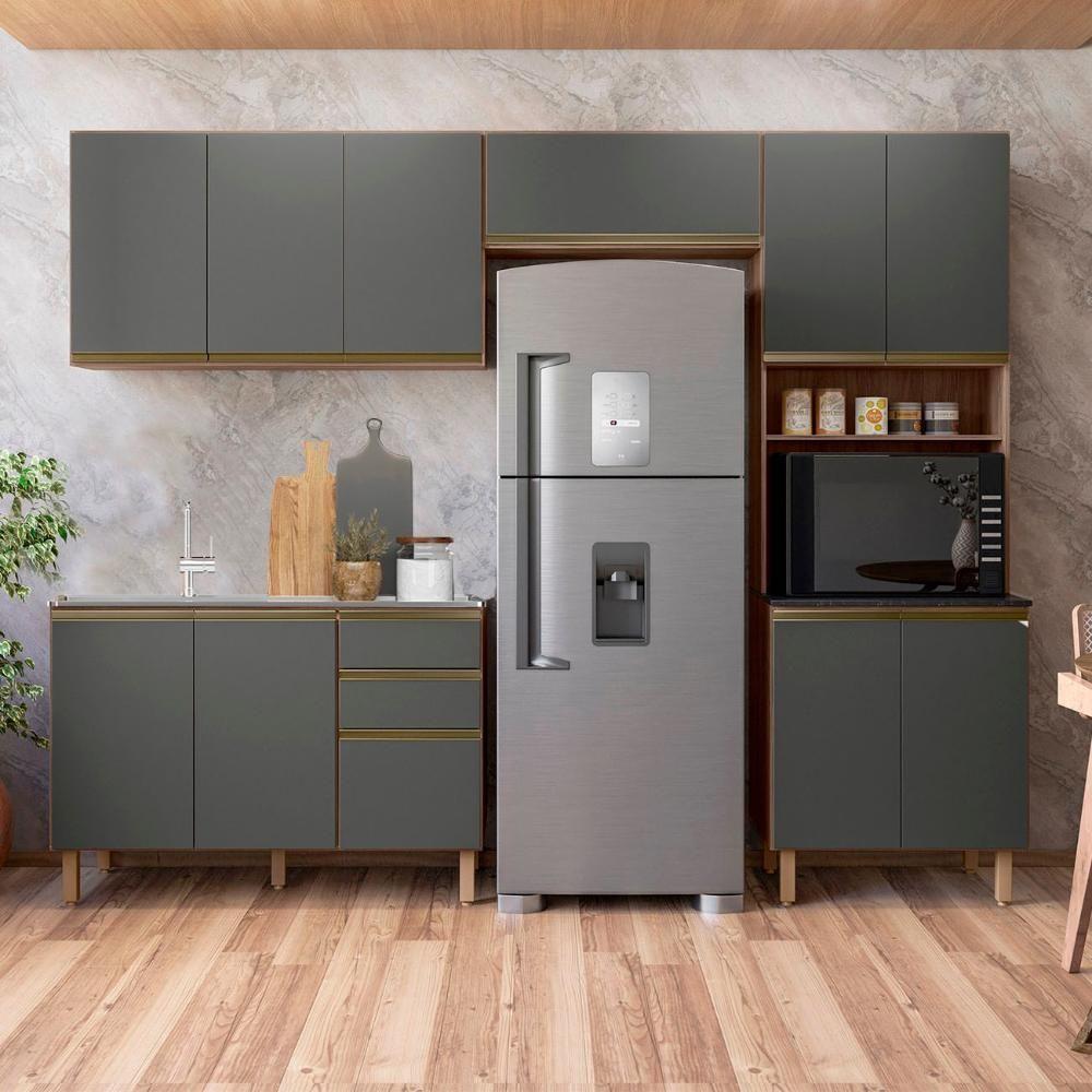 Armário De Cozinha 4 Peças E Pia 120cm Lita N03 Carvalho/grafite - Mpozenato - 2