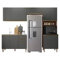 Armário De Cozinha 4 Peças E Pia 120cm Lita N03 Carvalho/grafite - Mpozenato - 1