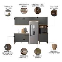 Armário De Cozinha 4 Peças E Pia 120cm Lita N03 Carvalho/grafite - Mpozenato - 3