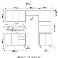 Armário De Cozinha 4 Peças E Pia 120cm Lita N03 Carvalho/grafite - Mpozenato
