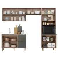 Armário De Cozinha 4 Peças E Pia 120cm Lita N03 Carvalho/grafite - Mpozenato - 5